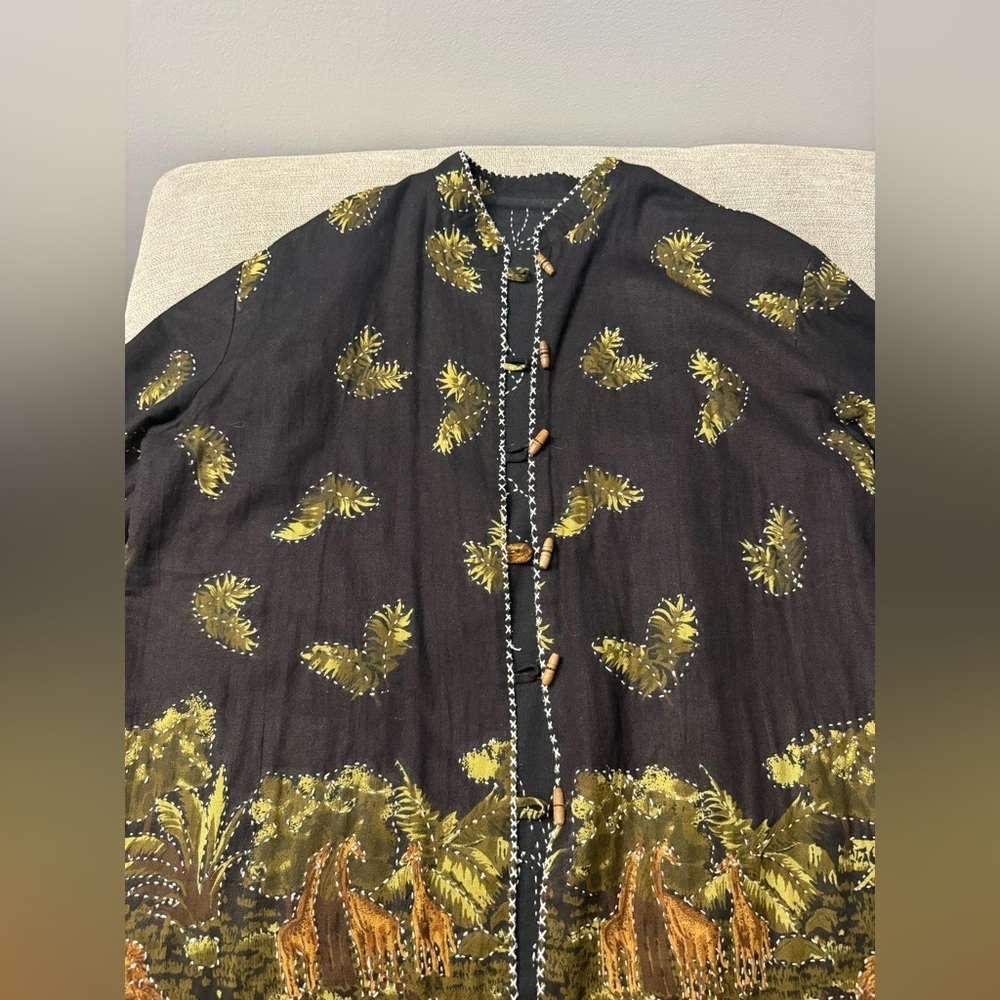 VTG Sam Hilu’s Classics Handcrafted Safari Giraffe Animal Print Shirt Cotton M L - Picture 3 of 11